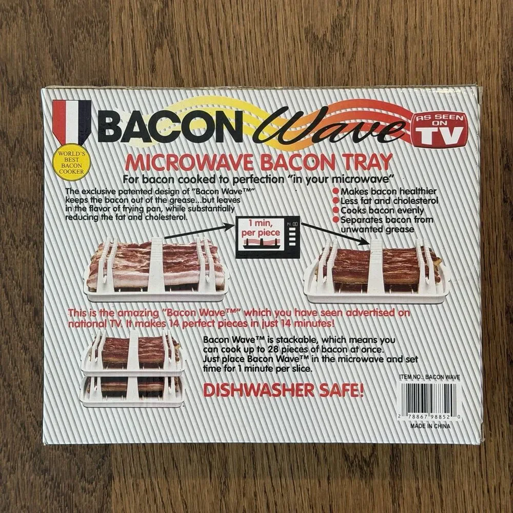 Vintage 1995 Emson Bacon Wave Microwave Bacon Tray Original Box As Seen on TV